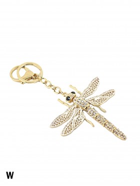 Moving Dragonfly Rhinestone Keychain